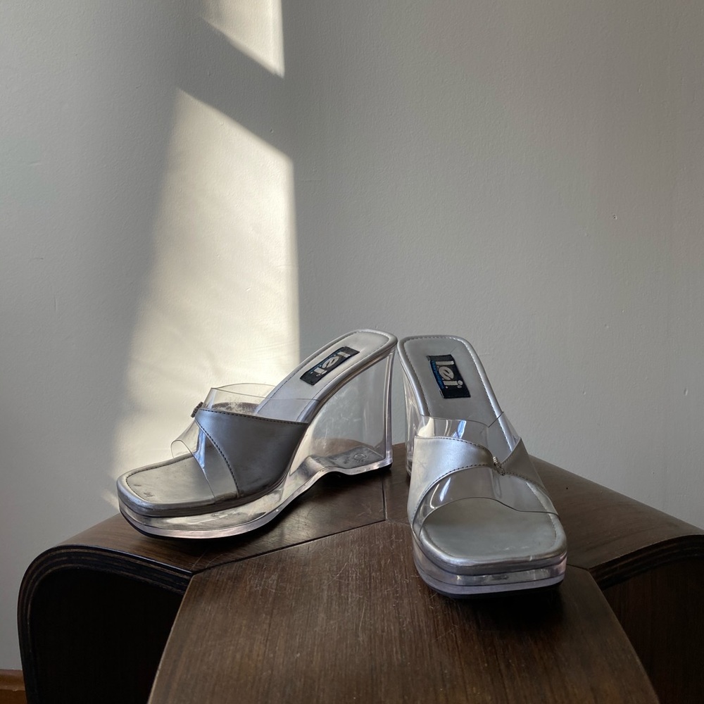 vintage 90s lei clear plastic platform slides